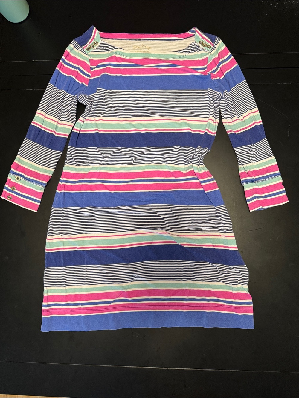 Lilly Pulitzer Pink, Blue & White Striped Casual Knit Dress